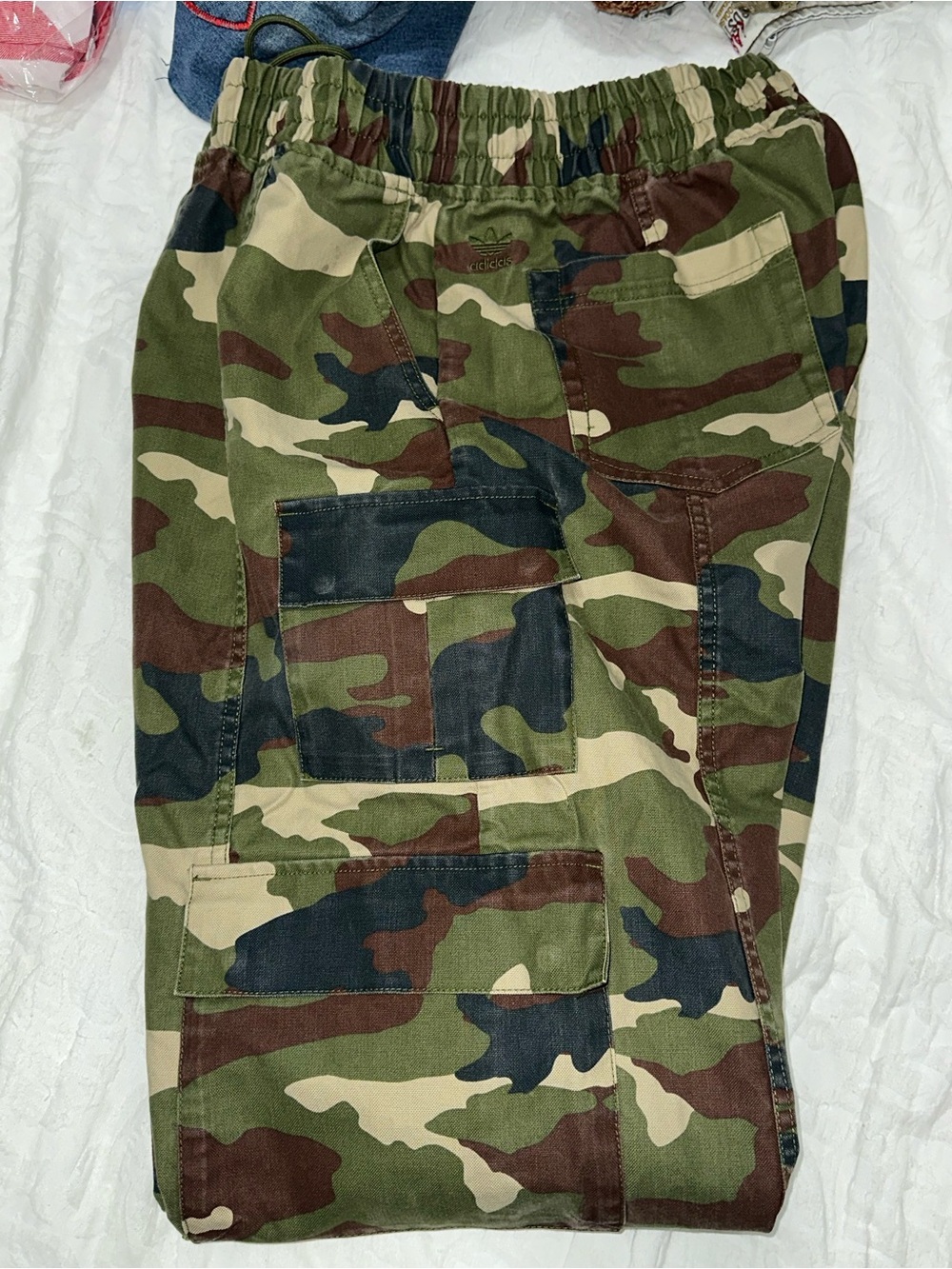 adidas Ivy Park Camo Cargo Pants with Orange Trim - Picture 8 of 16